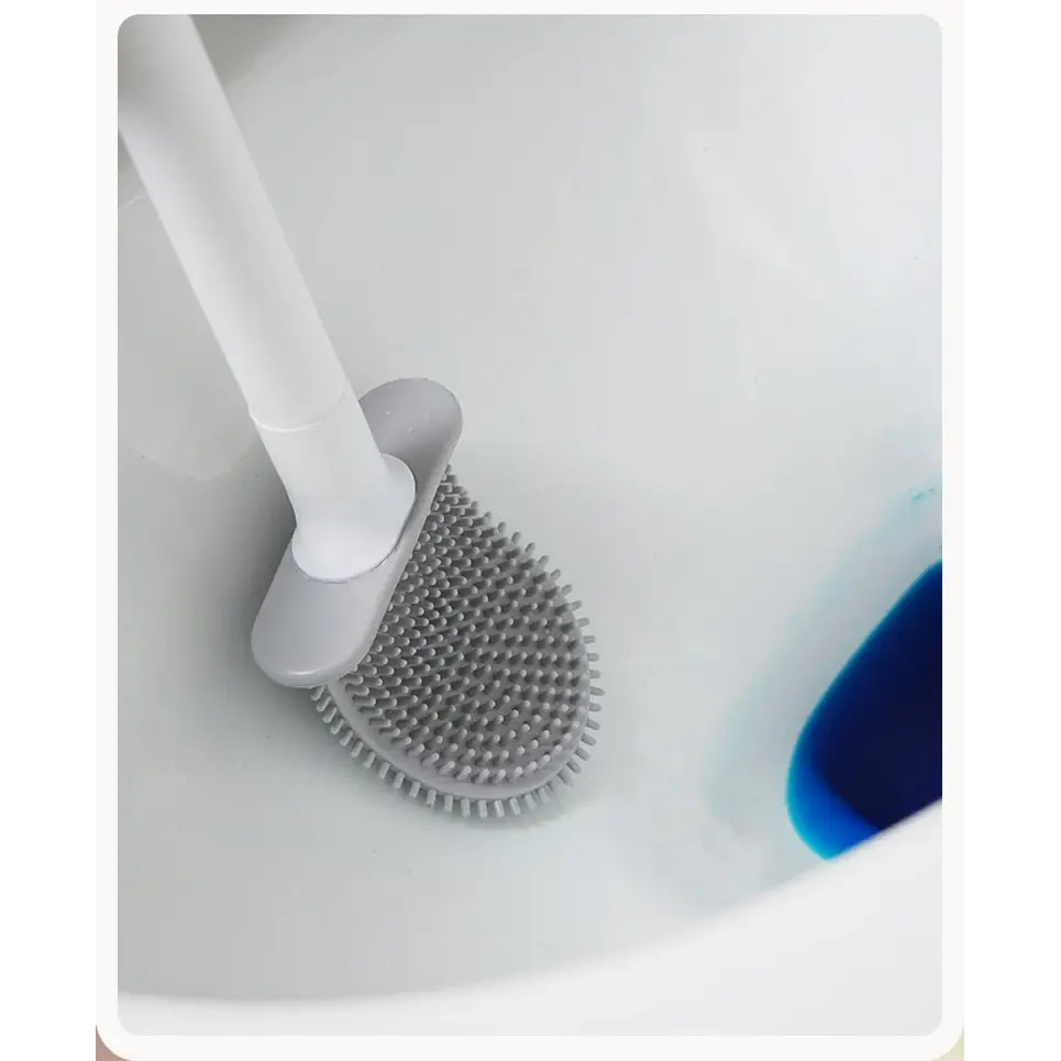 Brosse de toilette en silicone avec patch mural